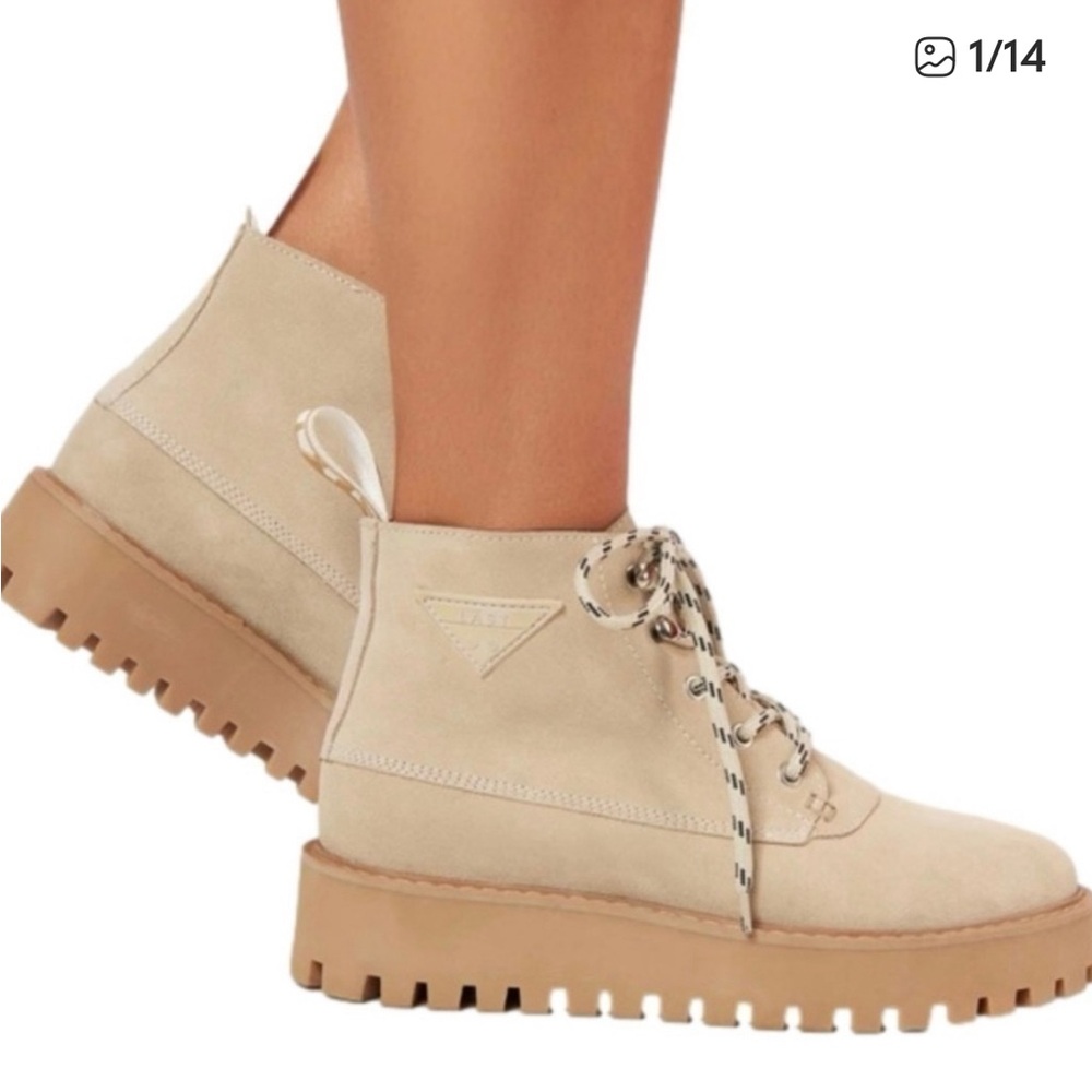 At Last Cream Combat Boots
